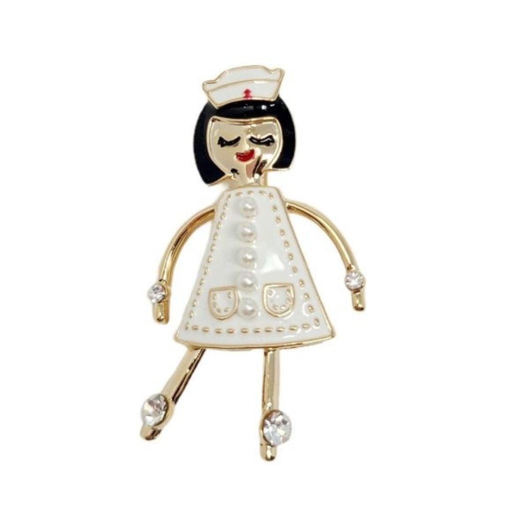 Nurse Medic Caregiver Cute White Pearl Pin Brooch 26$